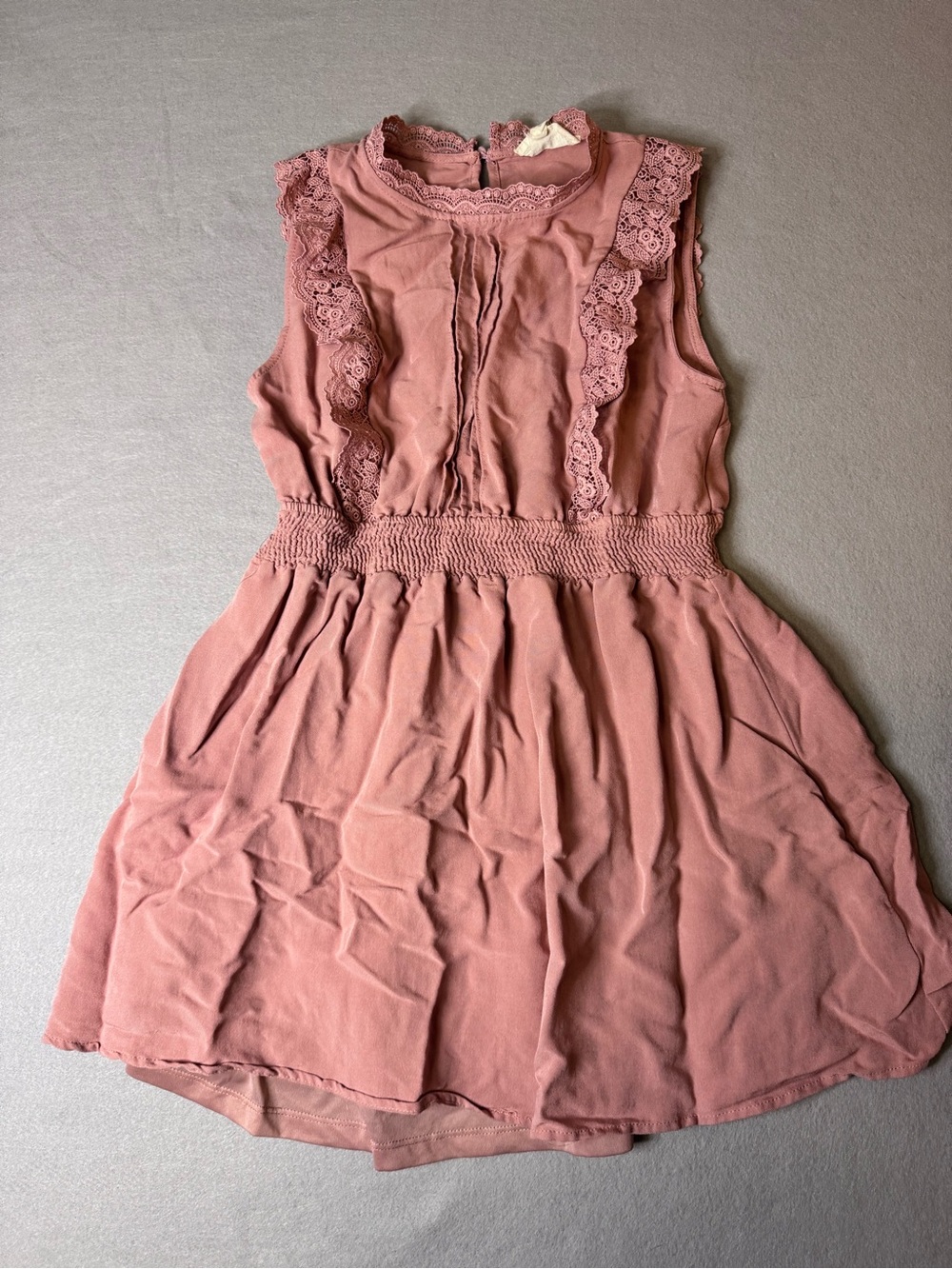Sweet Wanderer Dusty Rose Lace-Trim Sleeveless Dress Womens XL